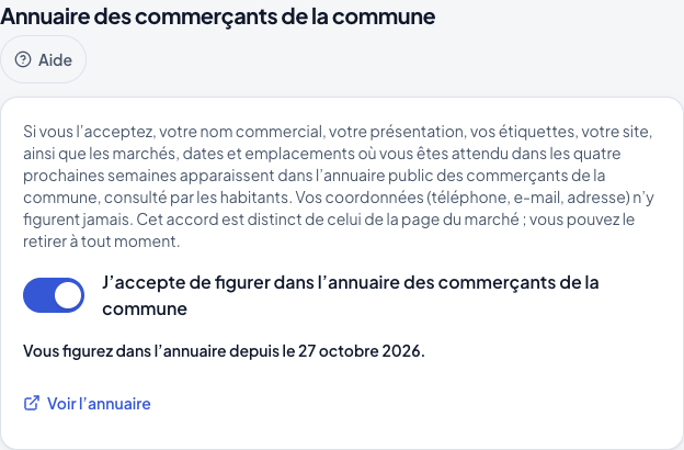 Accord pour l’annuaire de la commune