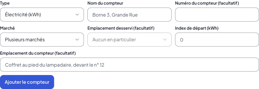 Ajout d’un compteur avec son index de départ